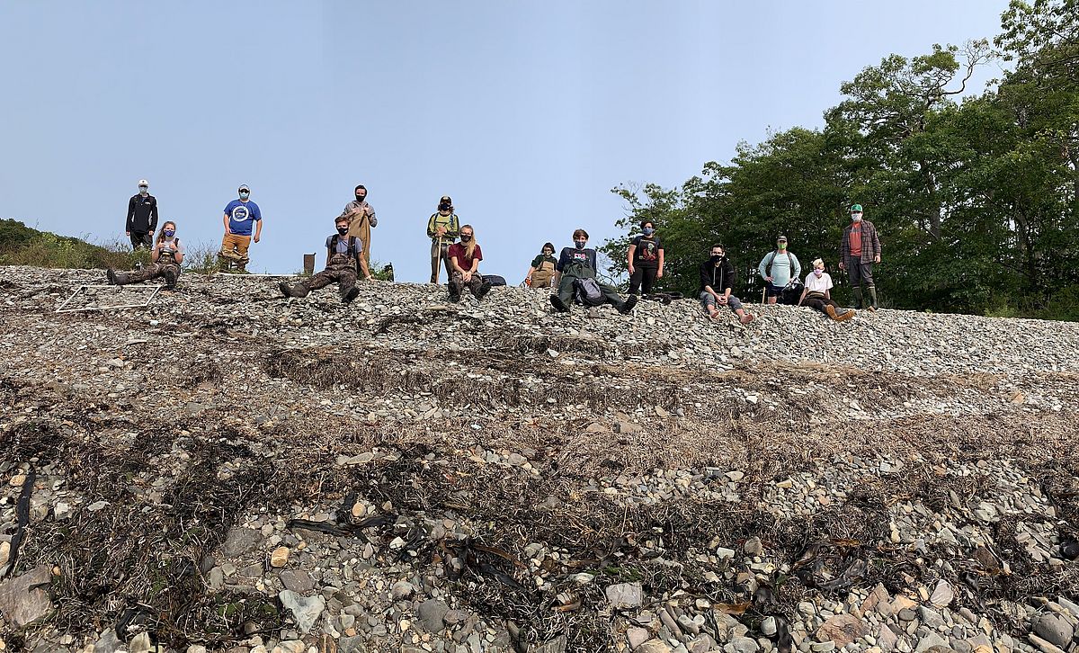 UNE students conducting fieldwork on Vaughns Island