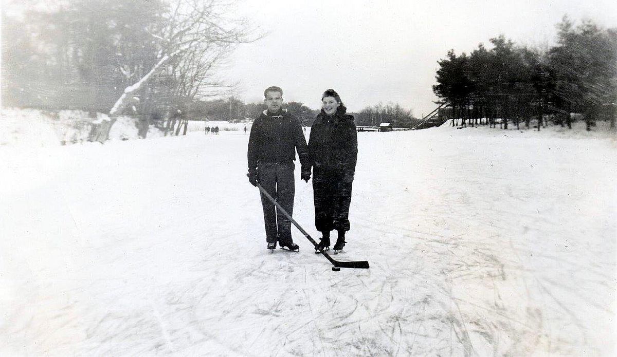 Lyman & Louise Huff Skating on the Batson River, 1940’s