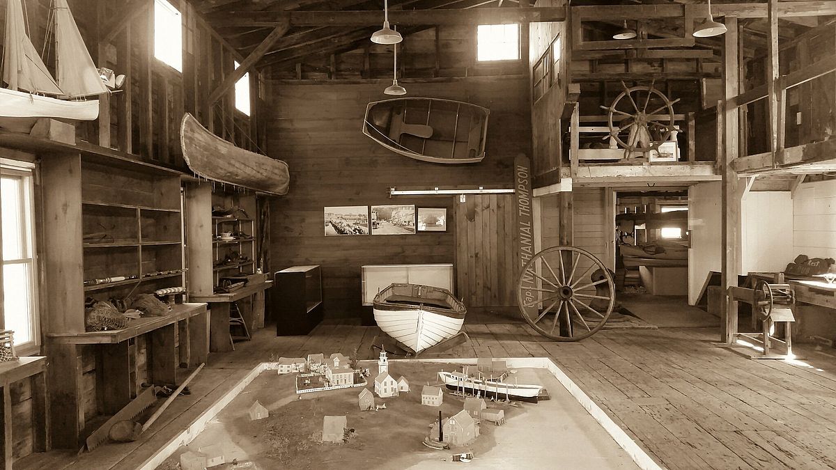 Artifacts on display at the boathouse