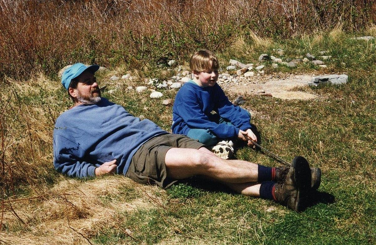 Peter and his son Mac, 1997