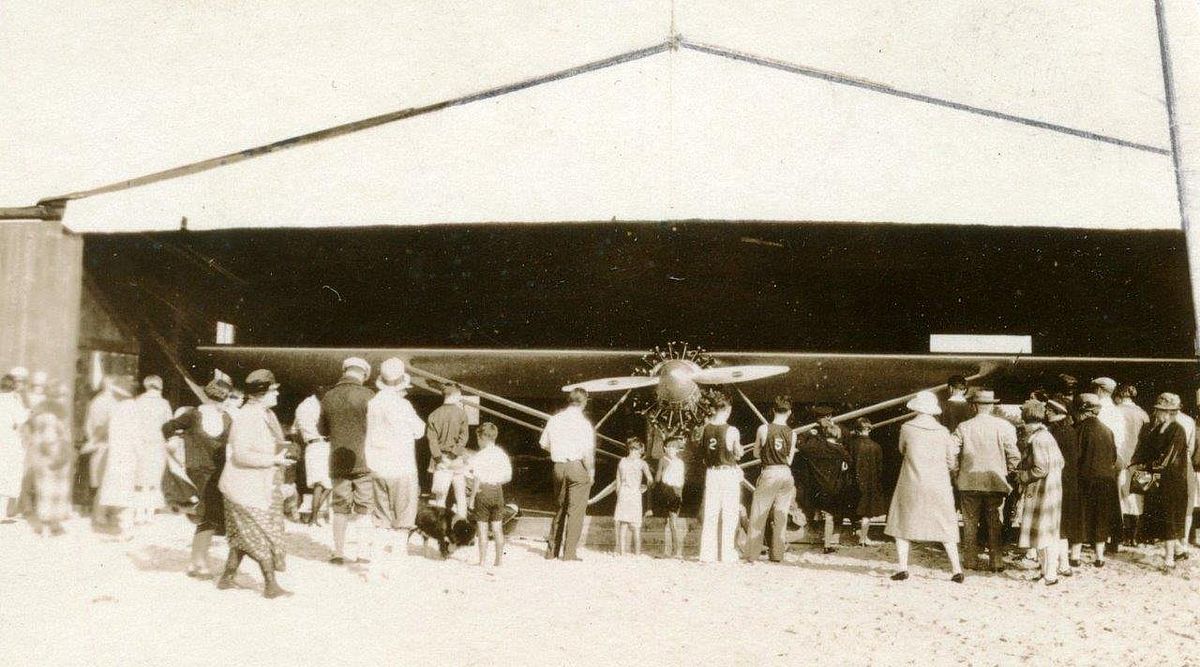 A Benson Family Photo of the Spirit of St. Louis at Old Orchard Beach