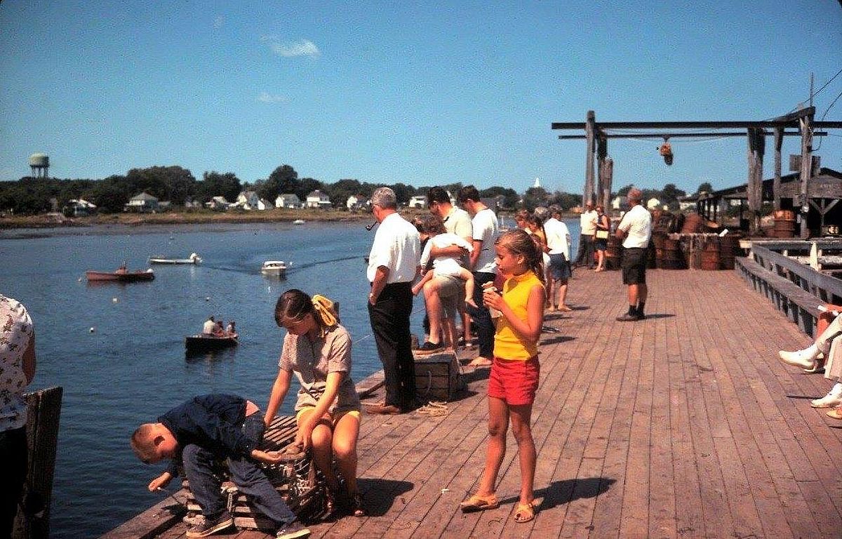 Bob, Joanne & Karen Kember at Cape Porpoise pier c. 1967