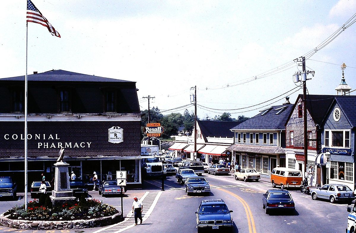 Emmy crossing Dock Square, 1985