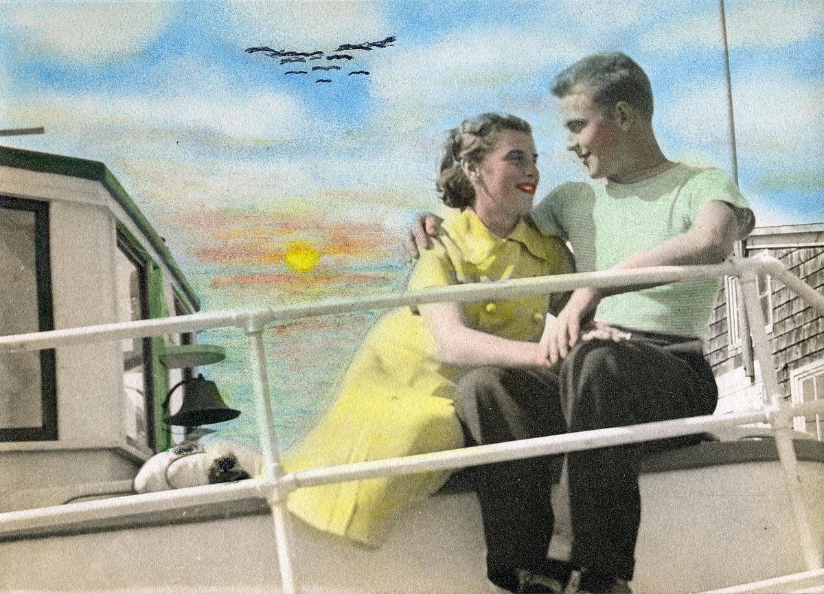 Louise Clark & Lyman Huff Courting at the Clem Clark Boatyard, c. 1930’s