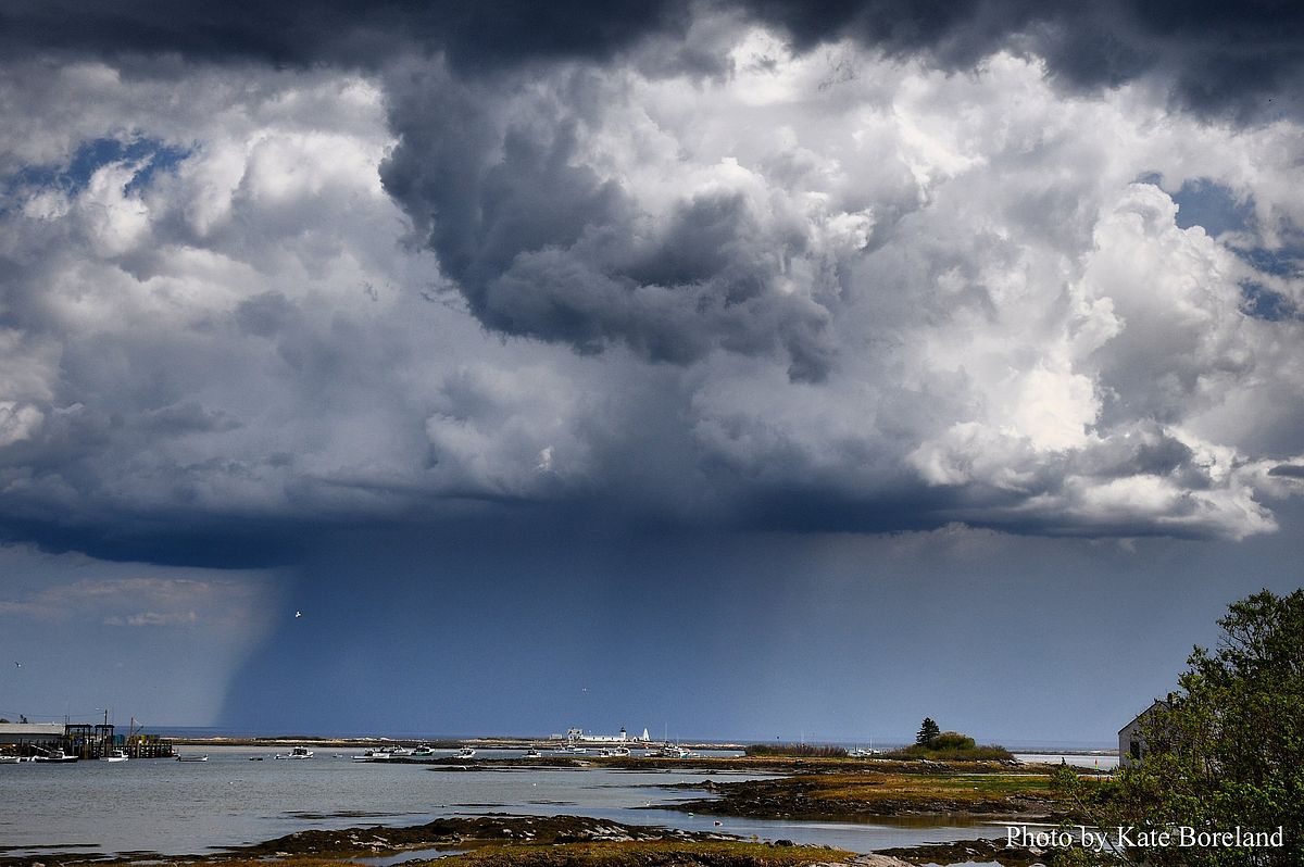 A threatening storm looms over Goat Island