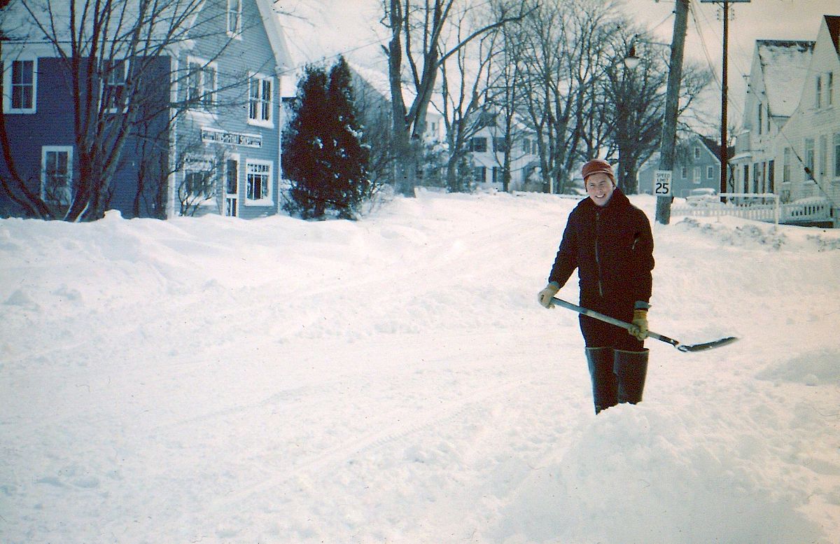 Warren Roberts, shoveling Cape Porpoise square, March 17, 1956—and probably wishing that he was in the tropics.