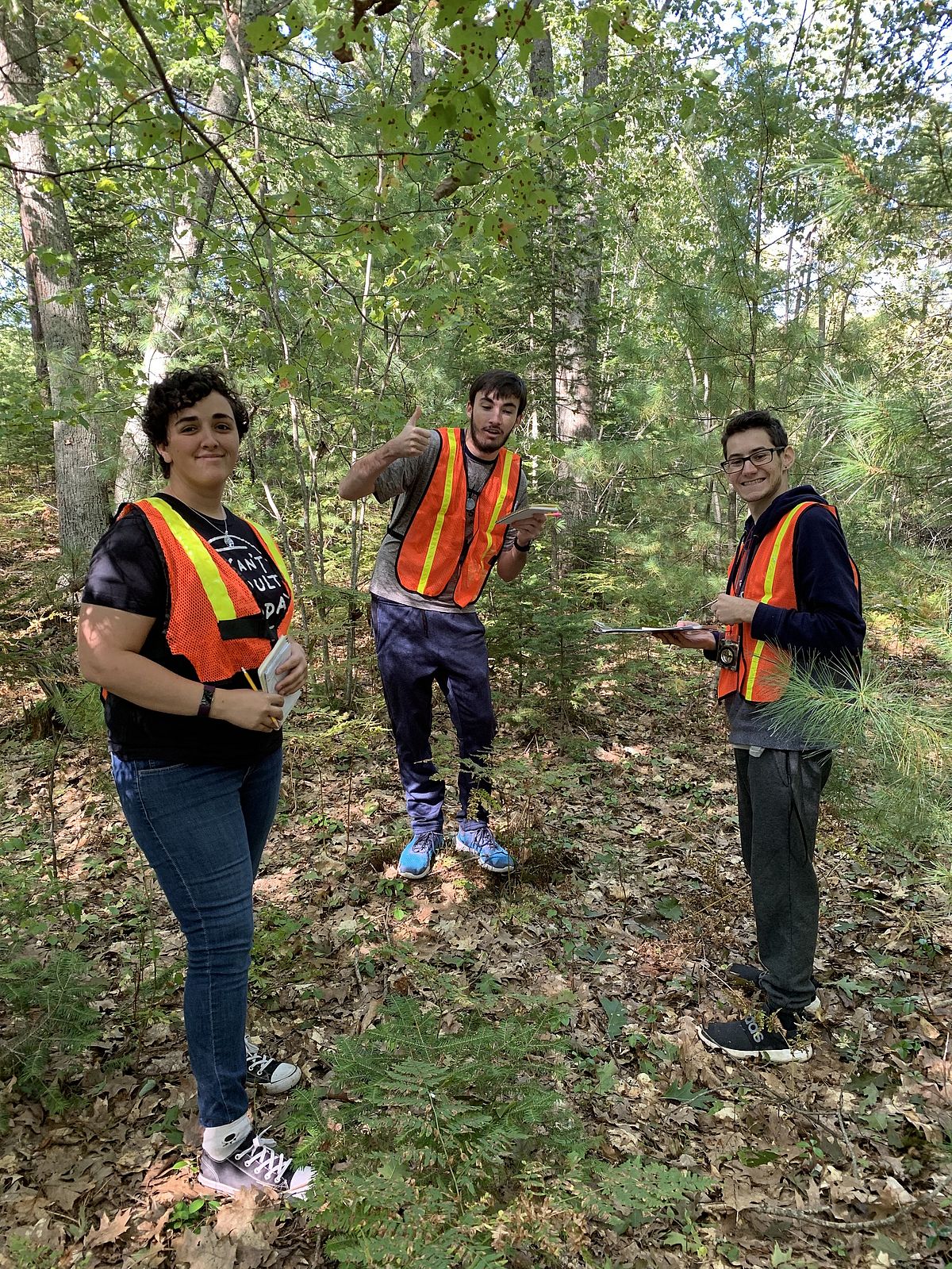 UNE students surveying plants at Emmons Preserve