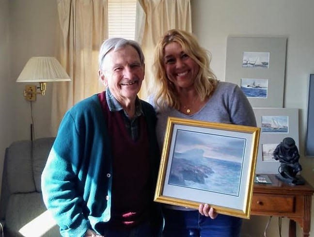 The author and Frank, with one of his paintings
