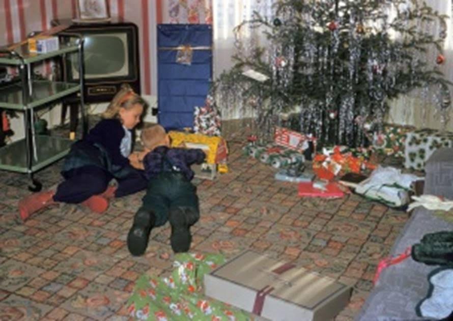 Christmas Morning at Louise & Lyman Huff’s Home in Cape Porpoise, 1955