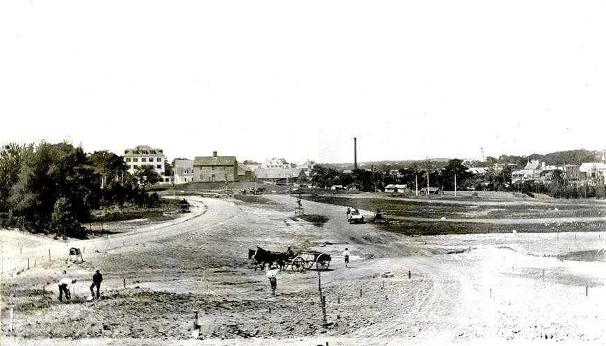 Construction takes place on the grounds that are now part of the Franciscan Monastery